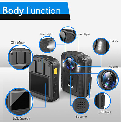 Pyle® PPBCM6 Compact and Portable HD Police Body Camera