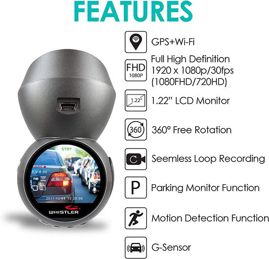 Whistler High Definition Dash Camera with GPS