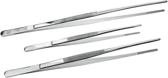 Serrated Tip Stainless Steel Tweezers - 3 pack