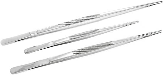 Serrated Tip Stainless Steel Tweezers - 3 pack
