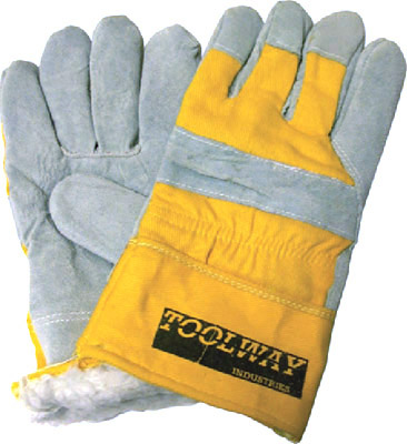 Split Cowhide Leather Lined Winter Work Gloves