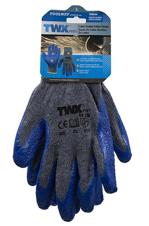 Toolway TWX PERT Latex Coated Cotton Gloves