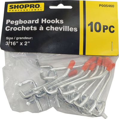 10-Piece 2-Inch Pegboard Hooks