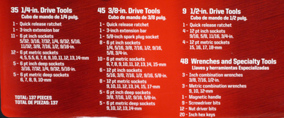 Craftsman® 137 Piece Mechanical Tool Set