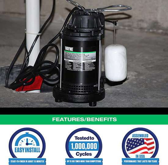 Wayne 1/3 HP Submersible Cast Iron and Steel Sump Pump