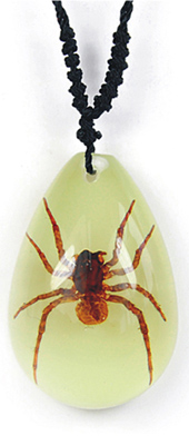 Real Insects® Brown Recluse Glow-In-The-Dark Spider Necklace