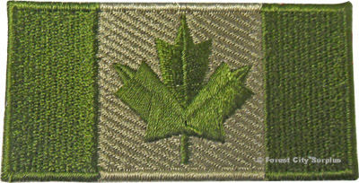 Olive Green Canadian Flag Military Crests - 3-inches by 1.5-inches